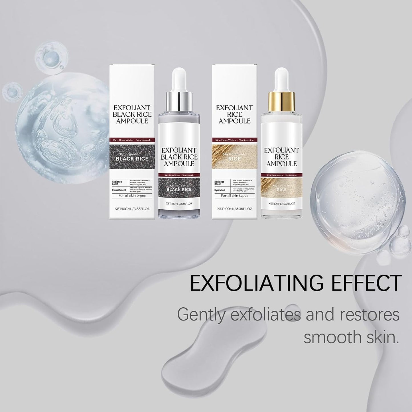 Peel Shot Glow Rice Exfoliating Face and Body Scrub with White and Black Rice - 100ml Exfoliator for All Skin Types, Targets Dead Skin Cells and Blackheads