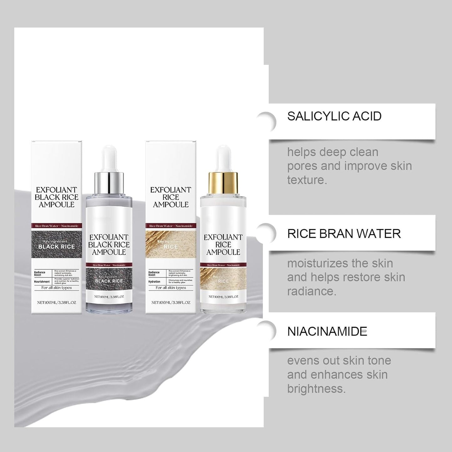 Peel Shot Glow Rice Exfoliating Face and Body Scrub with White and Black Rice - 100ml Exfoliator for All Skin Types, Targets Dead Skin Cells and Blackheads