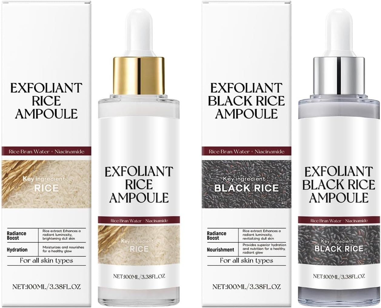 Peel Shot Glow Rice Exfoliating Face and Body Scrub with White and Black Rice - 100ml Exfoliator for All Skin Types, Targets Dead Skin Cells and Blackheads